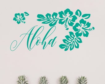 Tropical Vibes: Aloha with Hibiscus Wall Decal, Embrace the Tropical Spirit