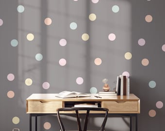 Printed polka dot fabric nursery wall stickers pastel tone decals eco-friendly wall stickers for bedrooms playrooms and living areas