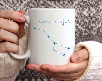 Majestic brews with Ursa Major: Ceramic mug with the constellation 'Ursa Major' Design for stellar sips and celestial vibes!