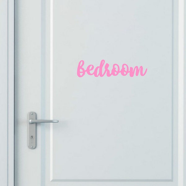 Bedroom door sign, Home vinyl decal, Room name sticker