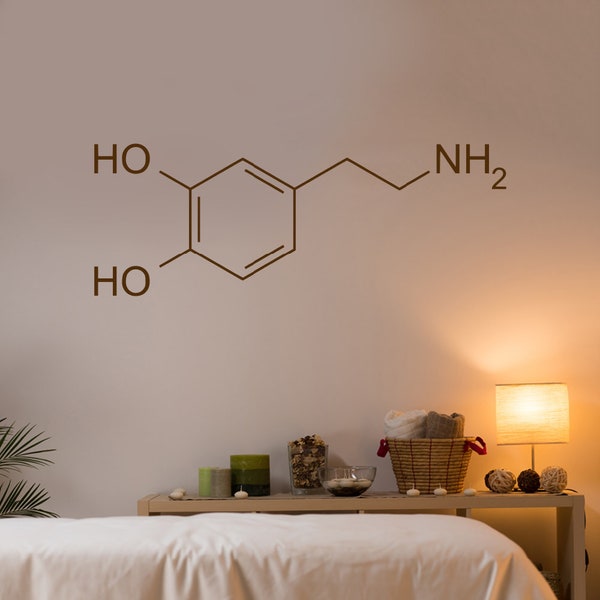 Dopamine molecule decal, Science wall art, Happy chemical sticker