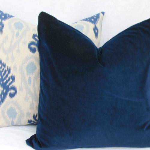 Blue Velvet Pillow Covers 18x18 20x20 22x22 24x24 26x26 Blue Etsy