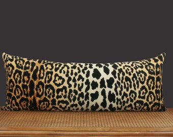 Leopard velvet lumbar pillow cover Extra long lumbar pillow Braemore Jamil large lumbar 10x28 12x36 14x26 13x34 14x31 14x36 18x34 18x38