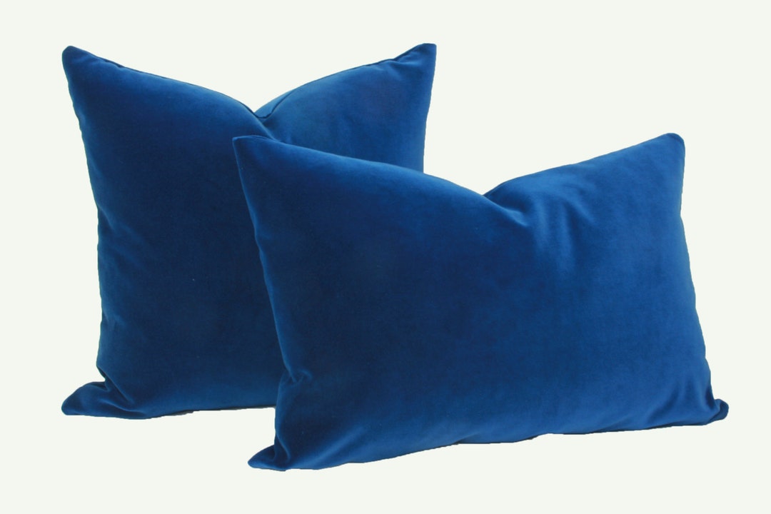 Royal Blue Velvet Pillow Cover Blue Lumbar Pillow Navy Lumbar Pillow