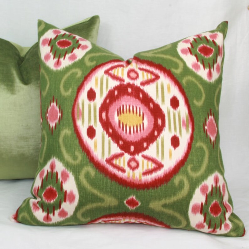 Red green ikat pillow cover 20x20 22x22 24x24 26x26 28x28 Euro Etsy
