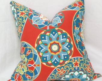 Red Blue Indoor/outdoor Decorative Throw Pillow 18