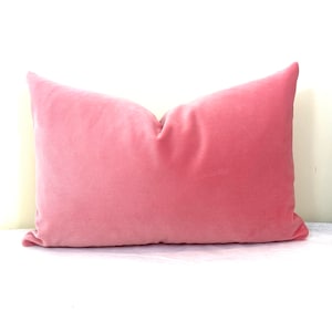 Pink velvet lumbar pillow cover 12x20 13x20 Flamingo pink Coral pink Peach pink Rose pink