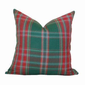 Red green plaid pillow cover 16x16 18x18 20x20 22x22 24x24 26x26 Euro sham Lumbar pillow Christmas pillow 12x20 12x24 14x26 16x24 16x26