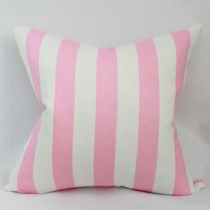 Pink & white striped decorative throw pillow cover. 18' x 18" children's/girl's pillow.nursery pillow.