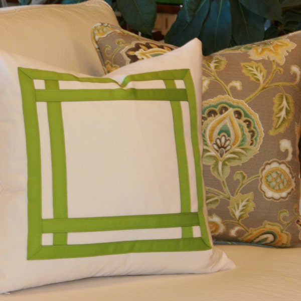 Choice of color - Trellis ribbon border throw pillow cover. 18" x 18". 20" x 20". 22" x 22". 24" x 24". toss pillow