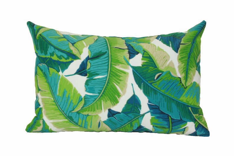 Banana leaf lumbar pillow cover 12x18 12x20 13x20 Tropical image 0