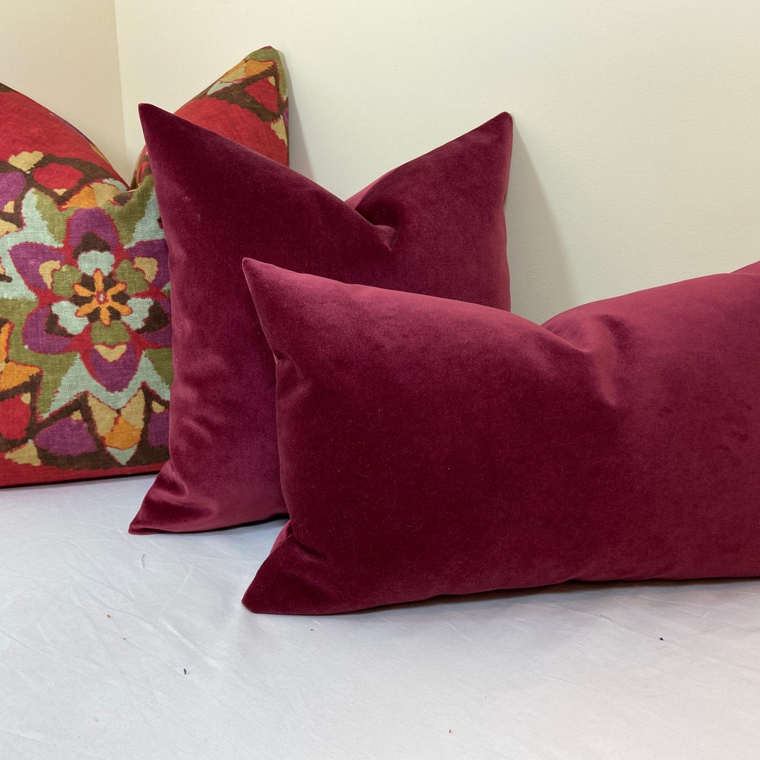 Burgundy Velvet Throw Pillow Cover Lumbar Pillow 12x16 12x18 Etsy