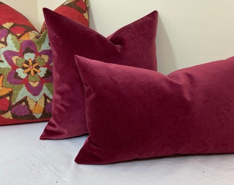 Burgundy velvet throw pillow cover Lumbar pillow 12x16 12x18 12x20 18x18 20x20 22x22 Wine velvet Merlot velvet Maroon velvet