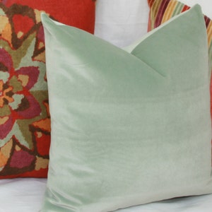 Mint Green Velvet Throw Pillow Cover 18x18 20x20 22x22 24x24 26x26