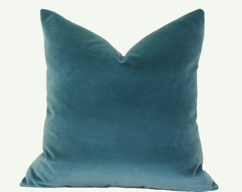 Teal velvet throw pillow cover 22x22 24x24 26x26 28x28 12x24 14x26 16x26 16x24 Teal velvet pillow Teal euro sham Velvet lumbar pillow
