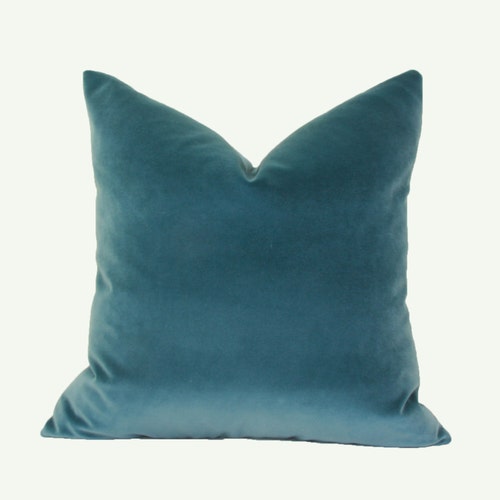 Teal Velvet Throw Pillow Cover 18x18 20x20 22x22 24x24 26x26 Etsy