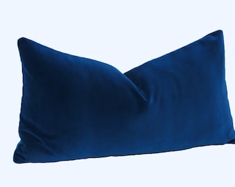 Royal blue velvet pillow cover Blue lumbar pillow 12x20 12x24 14x24 14x26 16x24 16x26 Robert Allen velvet European velvet Cobolt Sapphire