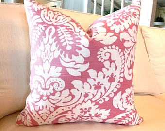 Pink white damask pillow cover 18x18 20x20 22x22 24x24 26x26 Pink euro sham Pink lumbar pillow 12x24 14x24 14x26 16x24 16x26 P Kaufmann