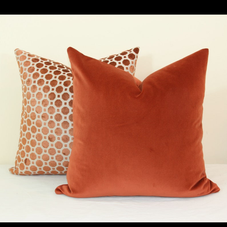 Rust Velvet Throw Pillow Cover 18x18 20x20 22x22 24x24 26x26 Etsy