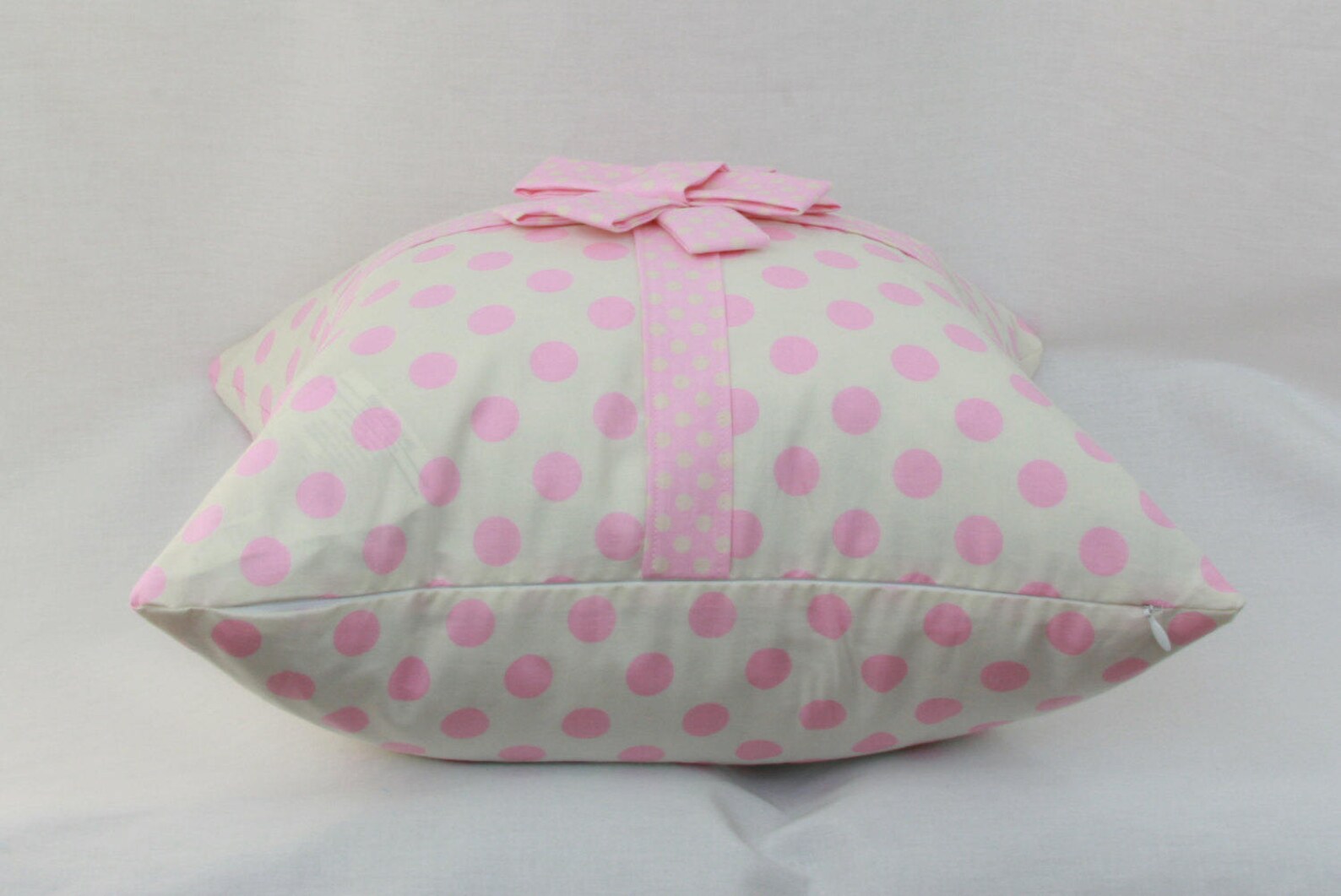 Light Pink & Creme Decorative Throw Pillow Cover With Ribbon Etsy