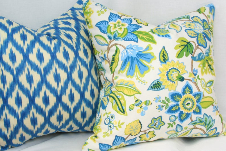 Blue & Yellow Floral Decorative Throw Pillow. 18 X Etsy