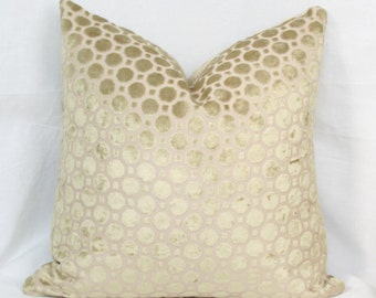 Tan geo velvet pillow cover 18x18 Velvet pillow 20x20 Velvet lumbar pillow 10x20 10x22 10x24 10x26 Robert Allen geo velvet Beige velvet