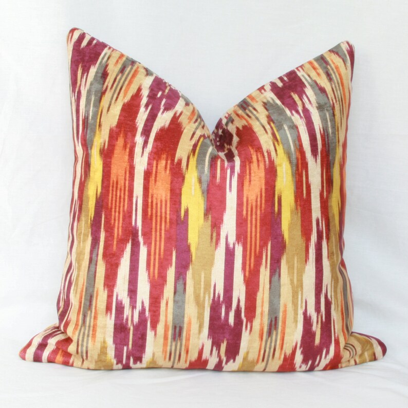 Iman Jewel Tone Velvet Pillow Red Orange Velvet Pillow 20x20 Etsy