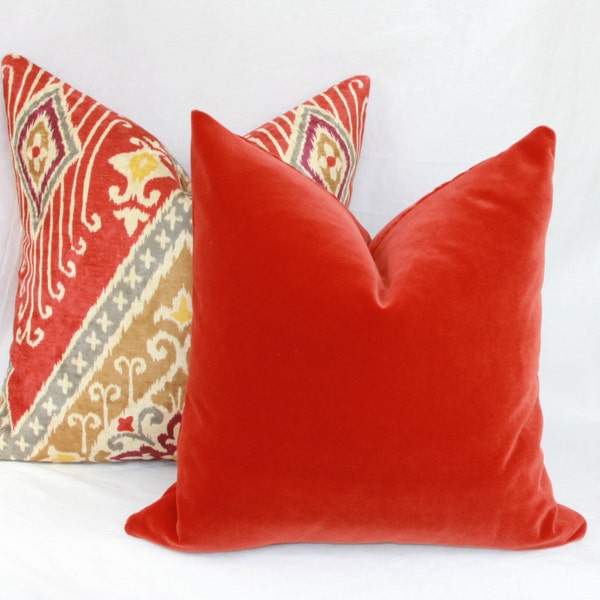 Orange Velvet Pillow Etsy