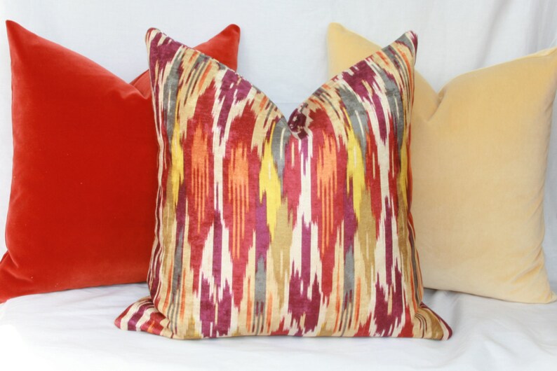 Iman Jewel Tone Velvet Pillow Red Orange Velvet Pillow 20x20 Etsy