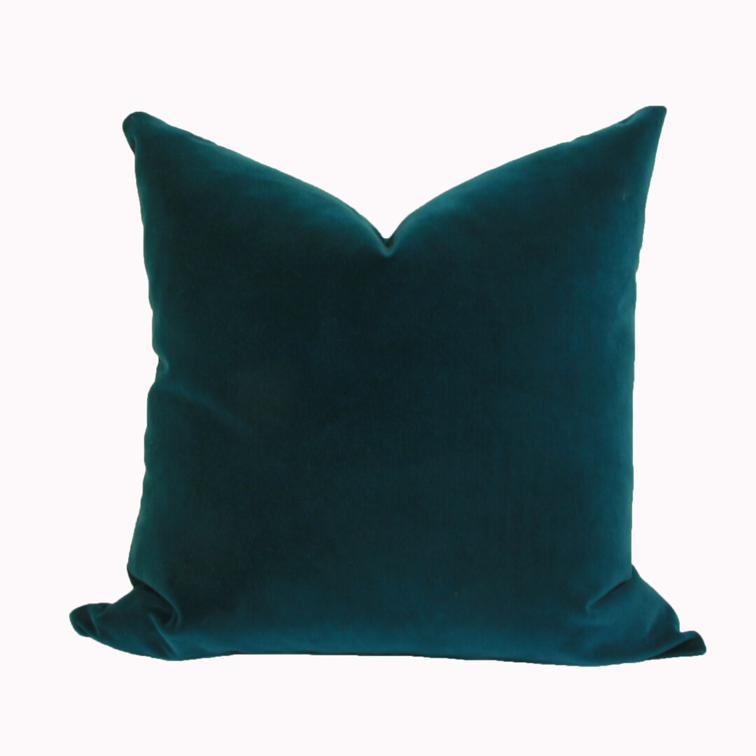 Peacock Blue Velvet Pillow Cover 18x18 20x20 22x22 24x24 26x26 Euro