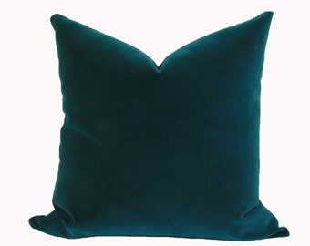 Peacock blue velvet pillow cover 18x18 20x20 22x22 24x24 26x26 Euro sham blue Lumbar pillow Teal velvet pillow 12x20 12x24 14x26 16x24 16x26