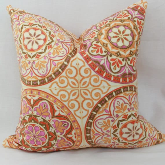 Orange Pink Decorative Throw Pillow Cover 18 X 18 Pillow Cover Etsy