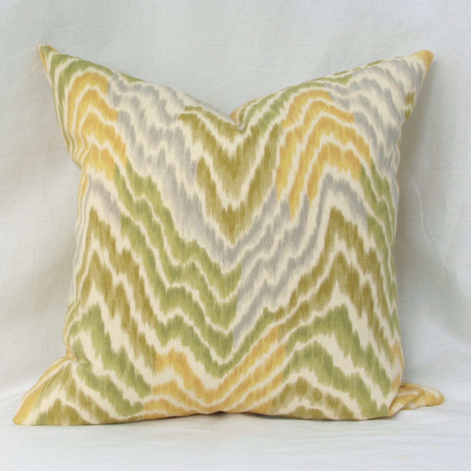 Green Gold Ikat Decorative Throw Pillow Cover. 18x18 26x26 Etsy