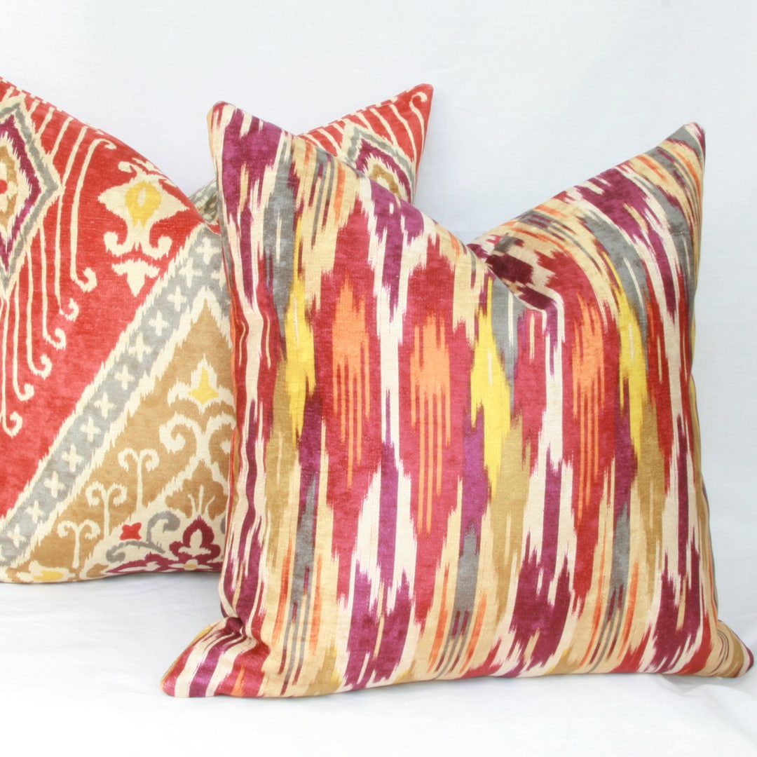 Iman Jewel Tone Velvet Pillow Red Orange Velvet Pillow 20x20 22x22