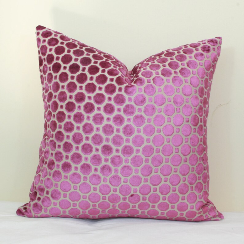 Magenta Geo Velvet Pillow Covers 18x18 20x20 Pillow Cover Etsy