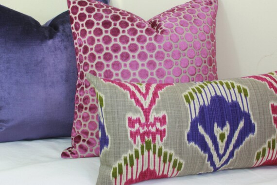 Pink & purple ikat throw pillow cover Ikat Pillow Covers Pink Throw Pillow