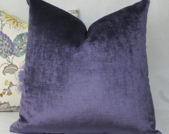 Purple velvet pillow cover 18x18 20x20 22x22 24x24 26x26 Euro sham purple Lumbar 12x20 12x24 14x24 14x26 16x24 16x26  Robert Allen velvet