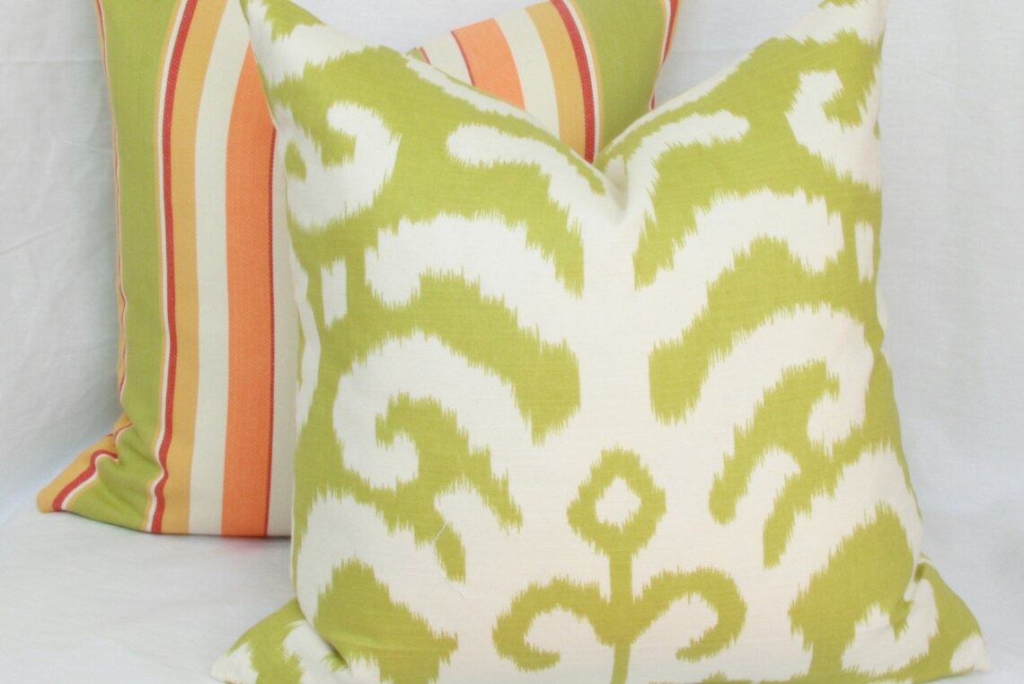 Lime Green Ikat Pillow Cover. 18 X 18. 20 X Etsy