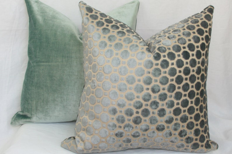 Grey Geo Velvet Pillow Cover 18x18 Velvet Pillow 20x20 22x22 Etsy