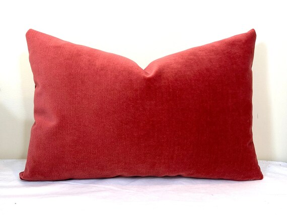 Coral Spice Velvet Pillow Cover Lumbar Pillow Cover 12x16 12x18