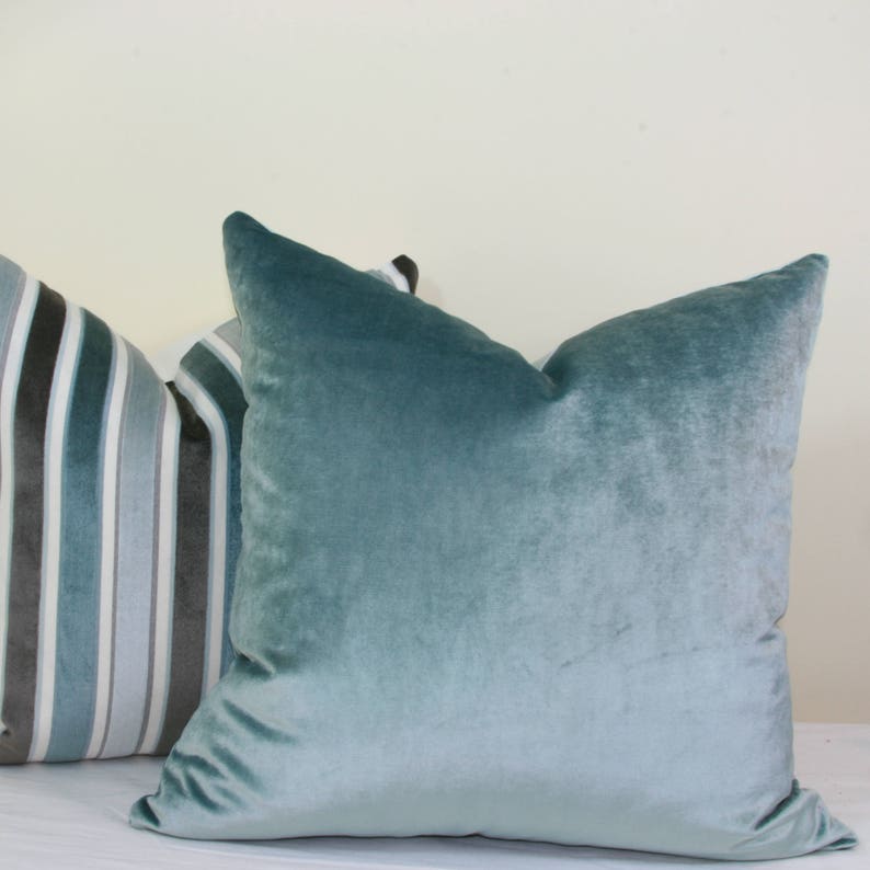 Blue Velvet Decorative Throw Pillow Cover 18x18 20x20 22x22 Etsy