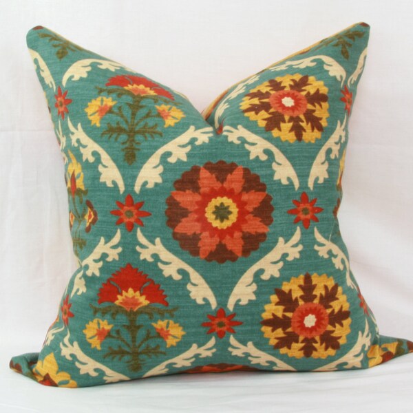 Teal Yellow Pillow Etsy