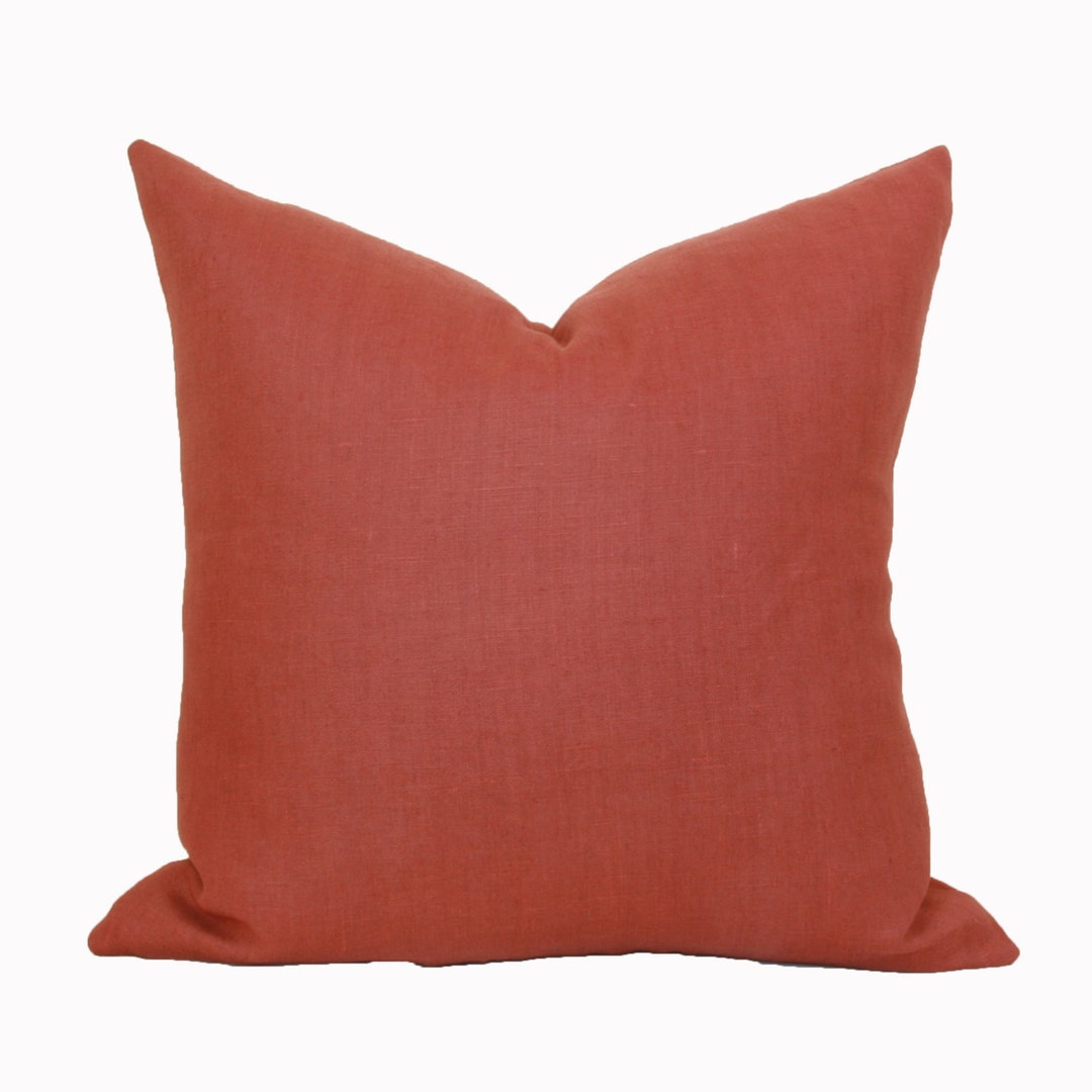 Rust Linen Pillow Cover 18x18 20x20 22x22 24x24 26x26 Euro Sham Lumbar