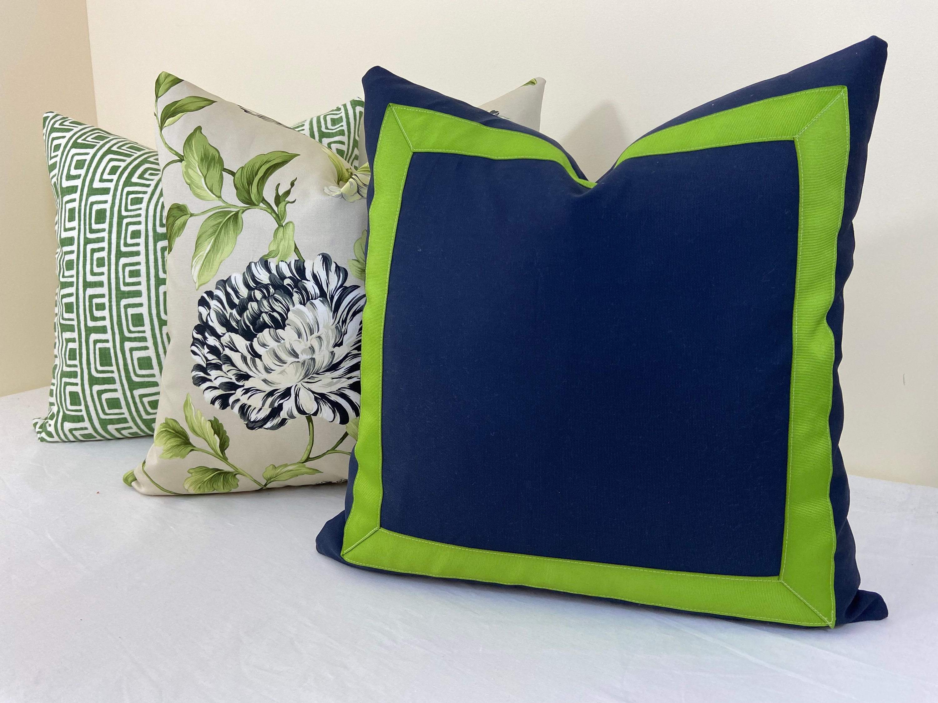 Large Honeycomb in Lime Green, Bright Navy Blue, and White. Minimalist.  Geometric. Modern. Bold. Throw Pillow for Sale by kierkegaard