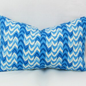 Blue pillow cover. 13 x 20 pillow. Waverly pillow cover. Blue lumbar pillow. Blue white pillow. Blue chevron pillow. navy blue pillow