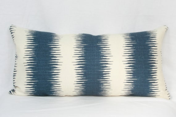 Blue Natural Tribal Stripe Throw Pillow Cover 12x20 12x24 14x24