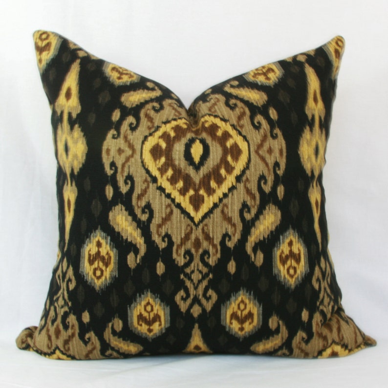 Black & Brown Ikat Throw Pillow Cover 18x18 20x20 22x22 24x24 Etsy