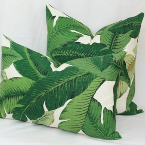 Palm leaf Banana leaf Tropical outdoor pillow cover 18x18 20x20 22x22 24x24 26x26 28x28 Euro sham Lumbar pillow Tommy Bahama image 1