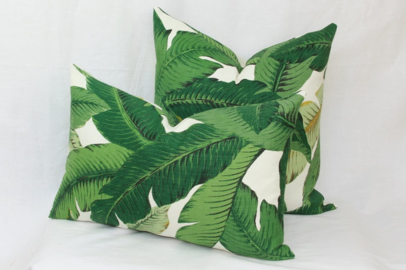 Palm leaf Banana leaf Tropical outdoor pillow cover 18x18 20x20 22x22 24x24 26x26 28x28 Euro sham Lumbar pillow Tommy Bahama image 1