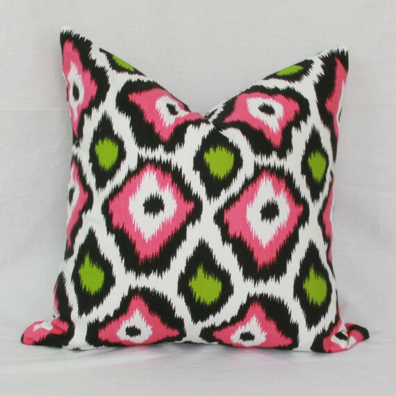 Black White And Green Long Ikat Decorative Throw Pillow Cover Black White And Green Long Ikat Decorative Throw Pillow Cover
